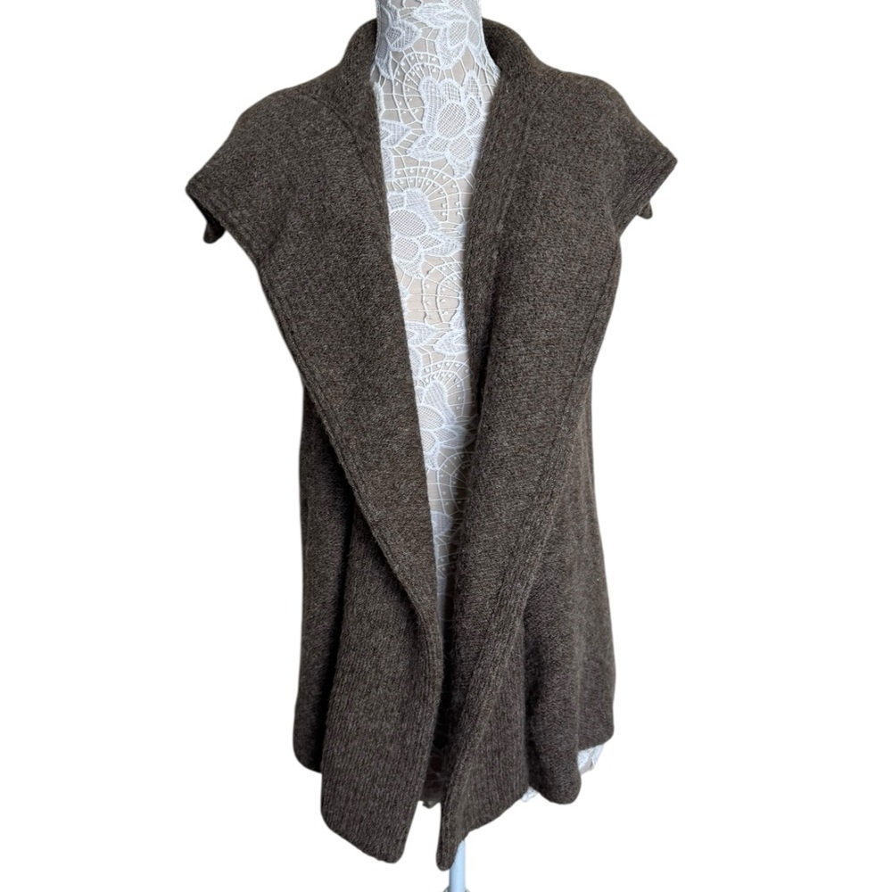 BROCHU WALKER Womens Sweater Vest Sleeveless Cardigan Brown Open Front Small